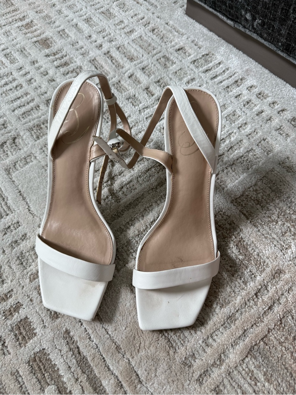 Sam Edelman White Square-Toe Strappy Heeled Sandals